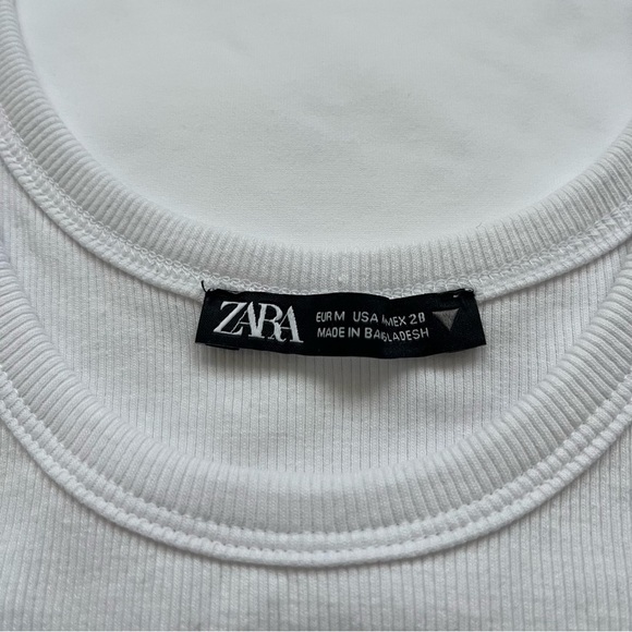 Zara Ribbed Cropped Top White Medium Women - Picture 7 of 9